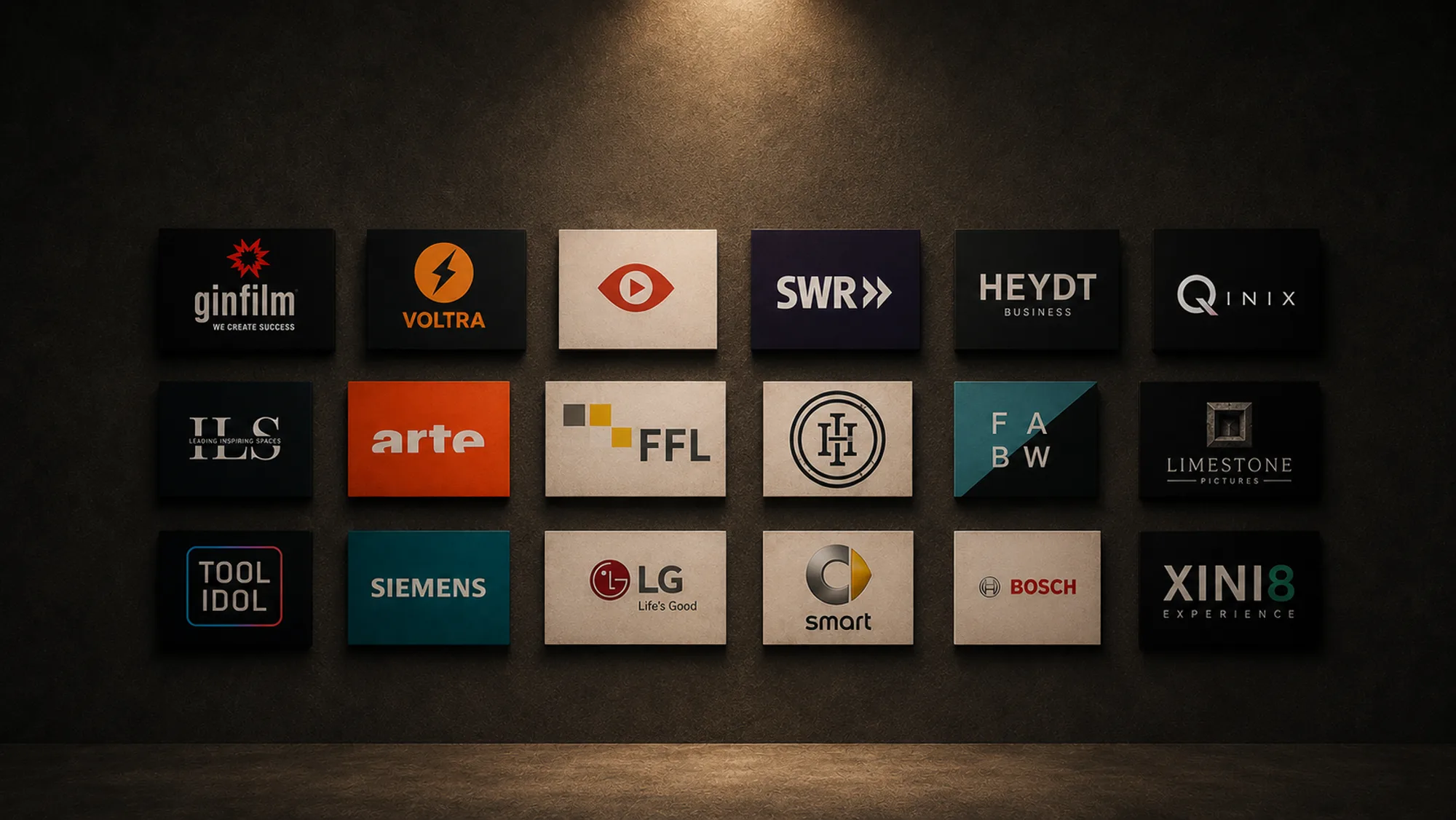 Wall of collaborator, production and organisation logos that shape the MAGAZINIX journey